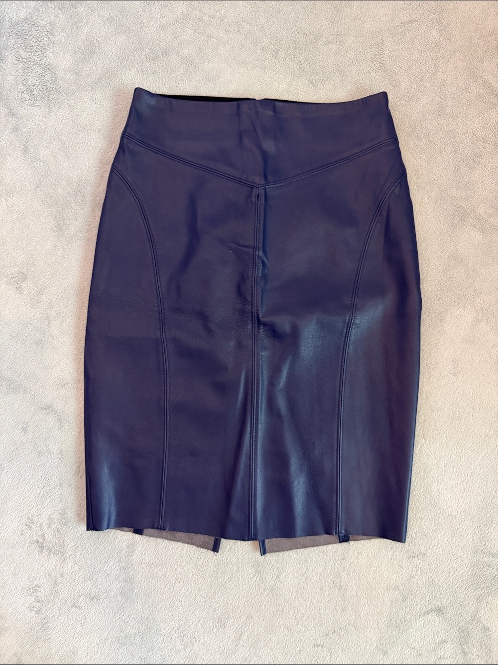 Express Dark Blue Vegan Leather Pencil Skirt